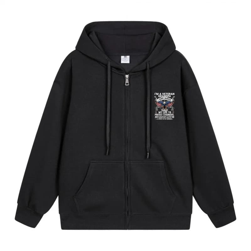 【Cross-border EU Size】Men's Zip-Up Hoodie Abstract Design On Black