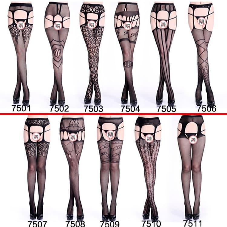 Manufacturer Foreign Trade Jacquard Open-Crotch Pantyhose Fishnet Stretchy Sexy No Need to Remove Fishnet Stockings Uniform Temptation Lingerie Stockings