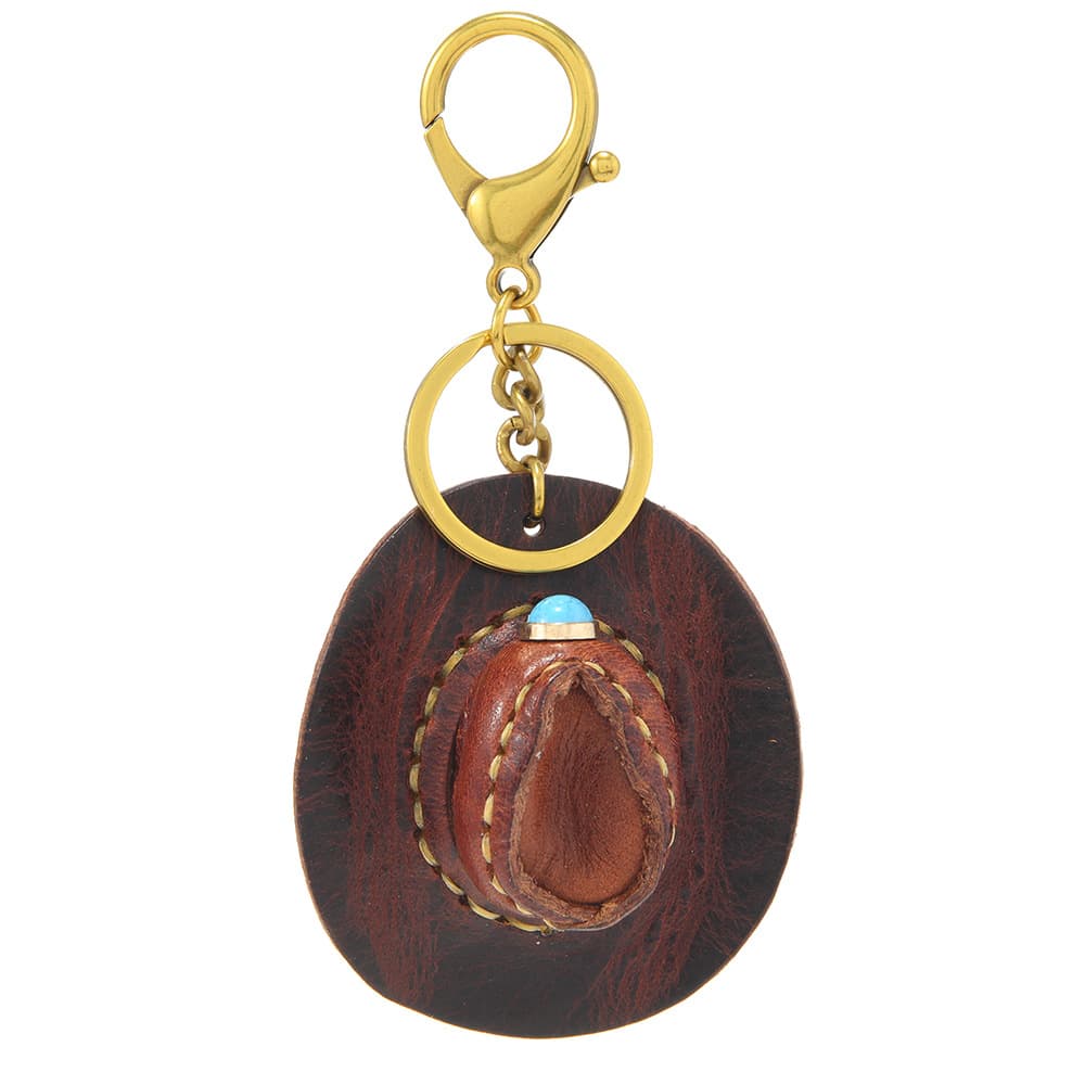 Retro cowhide cowboy hat key chain creative bag pendant cross-border new handmade leather key chain accessories