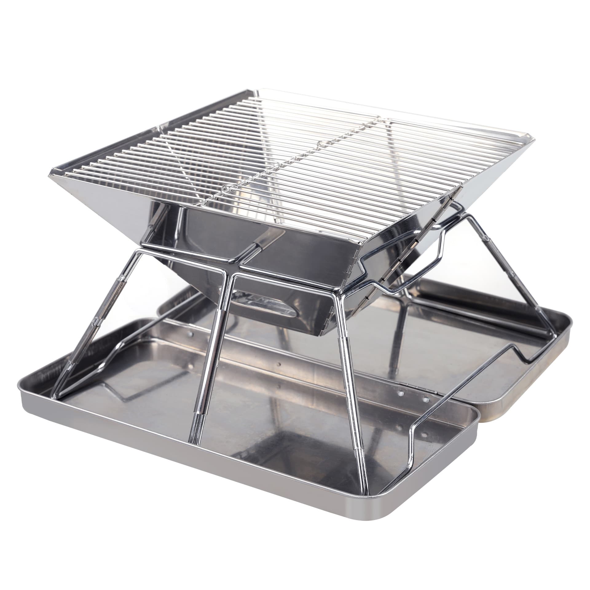 B4 Outdoor Portable Folding Stainless Steel Barbecue Grill 3-4 Person Picnic Medium Size Barbecue Rack Camping Cooking Equipment
