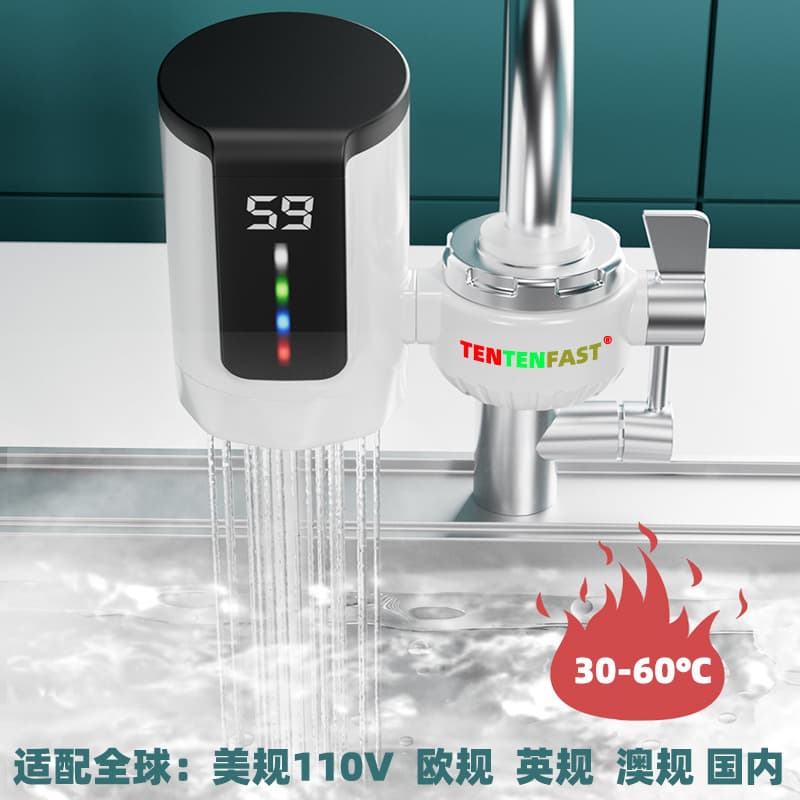 No Installation Electric Hot Water Faucet Heater, Instant Hot and Cold Water Kitchen Treasure Fast Heating for EU, US, UK, AU Standards