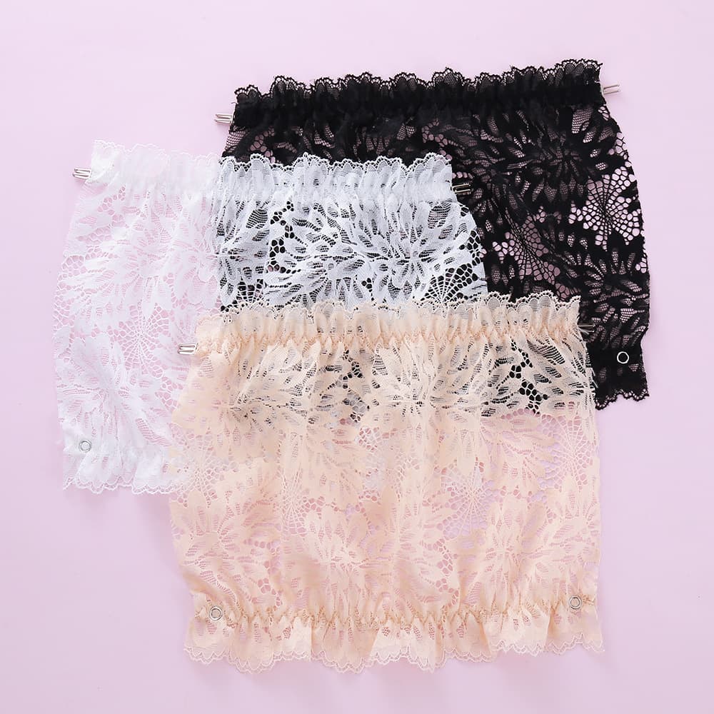 One-Piece Strapless Bra Patch for Layering, Chest Cover-Up, Modesty Cloth, Low V-Neck Lace Chest Cover