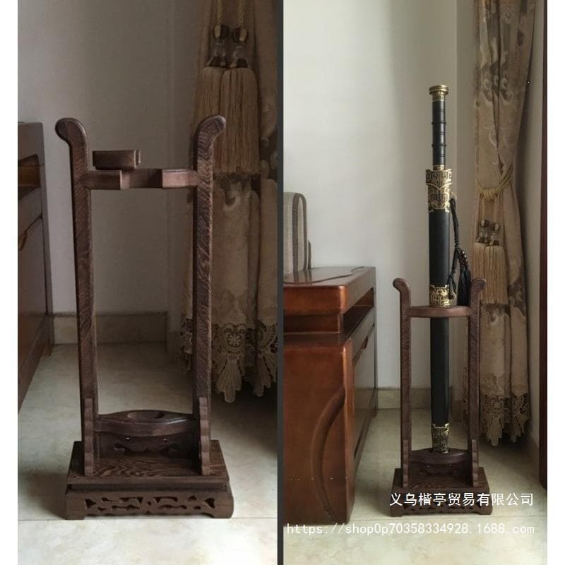 Sword Stand Solid Wood Stand Floor-Standing Sword Display Stand Vertical Sword Holder Rosewood Base Weapon Rack