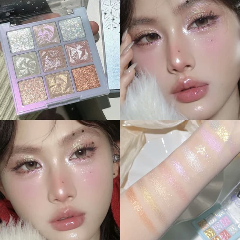 dikalu Explosive Christmas Snowball Limited Ice and Snow Princess Nine Color Eyeshadow Palette 25 Snow Ball Pearlescent Eyeshadow