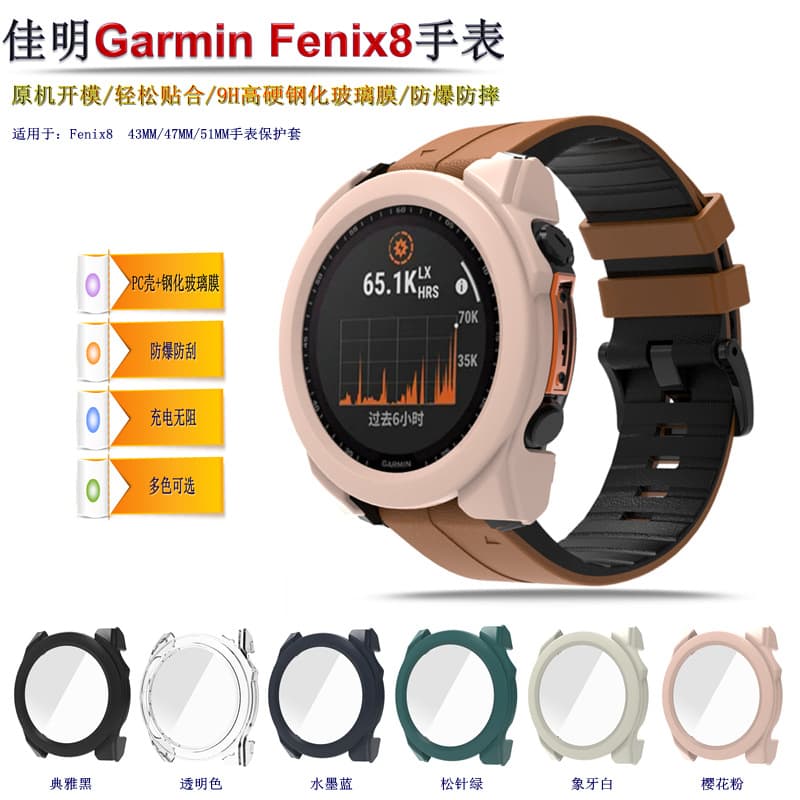 Compatible Garmin Fenix 8 Watch Protective Case Smartwatch Garmin Fenix 43/47/51MM One-Piece Case