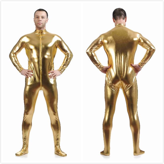 Glued Seam Front-Crotch Tight Bodysuit Gold Foil One-Piece Artistic Body Performance Costume Studio Photo Shoot Wear Multicolor