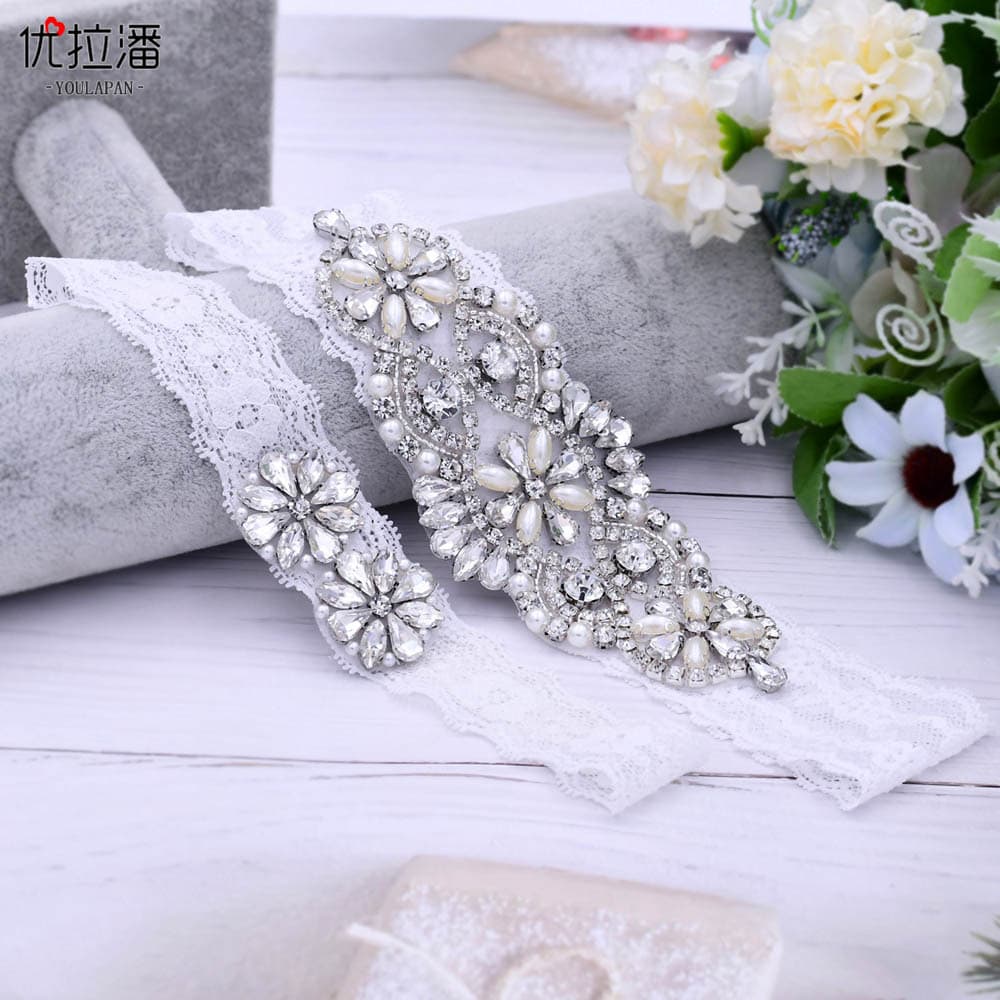 Youlapun STS76 Bride Leg Garter Lace Stretch Rhinestone Band Amazon AliExpress Nightclub Shiny Thigh Ring