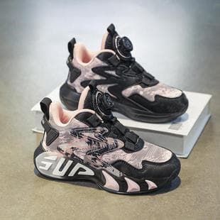 Children's Basketball Shoes Boys 2025 Spring New Anti-Slip Sports Shoes Black Middle and Big Kids Running Shoes