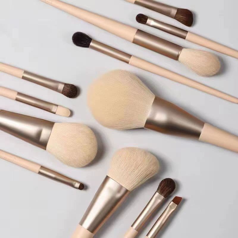 Animal Hair Makeup Brush Set Soft Bristles Morandi 12-Piece Contour Eyeshadow Powder Brush