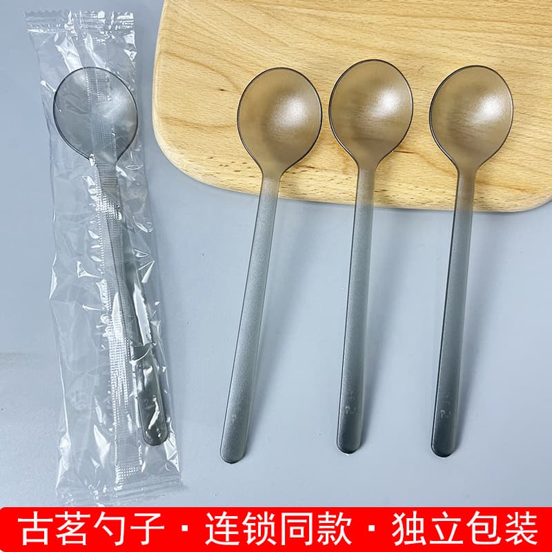 Disposable Plastic Thickened Spoon for Takeaway Packaging Long Handle Commercial Use Individually Wrapped Dessert Spoon