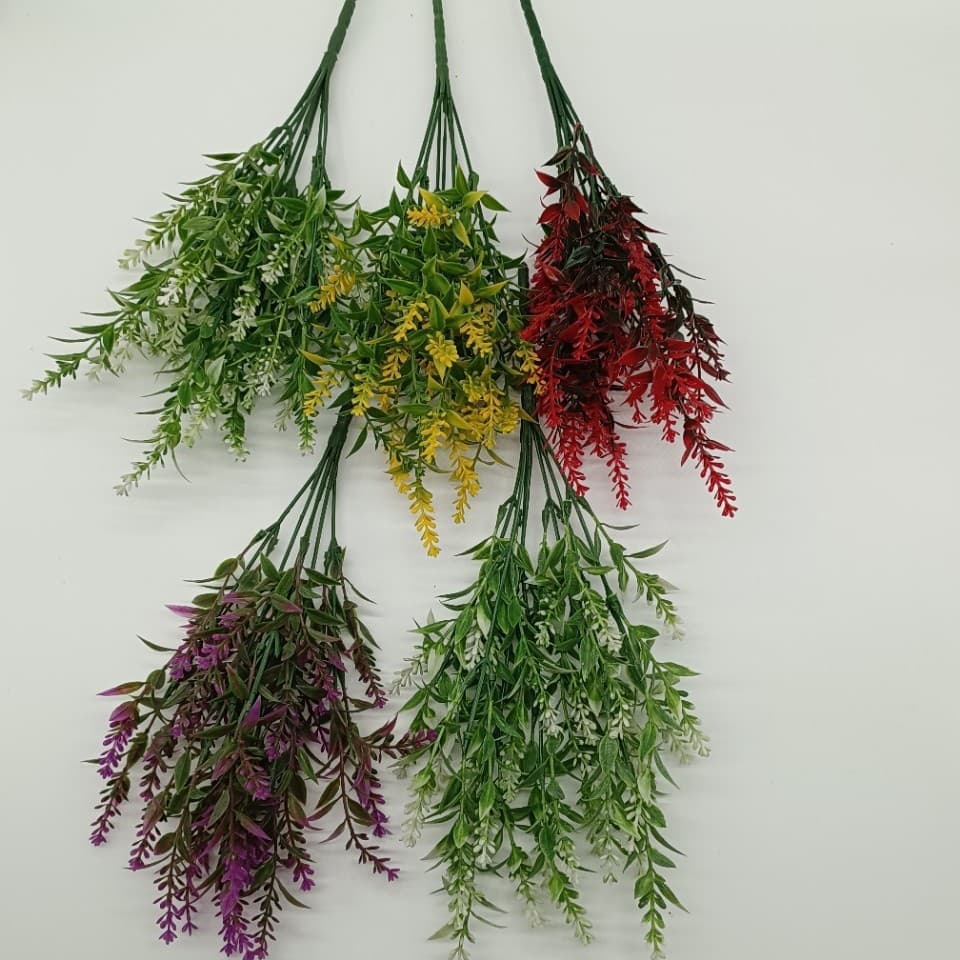 Cross-border Direct Supply Lavender Simulation Flower Bouquet, 7-Branch Spiky Leaf Plastic Plant for Indoor Decoration
