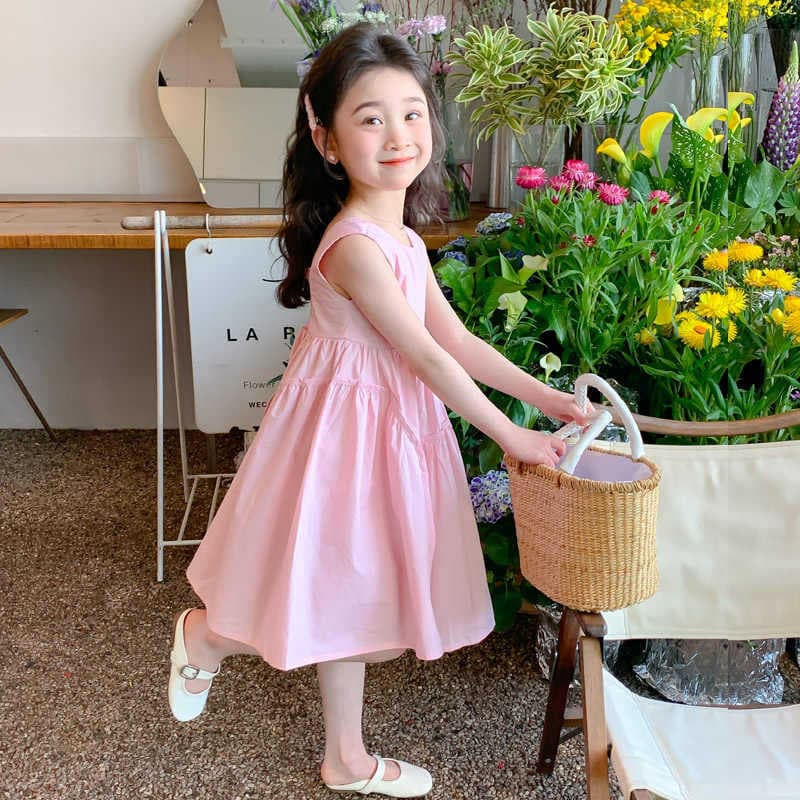 Girls Summer Sleeveless Cotton Dress Baby Princess Dress