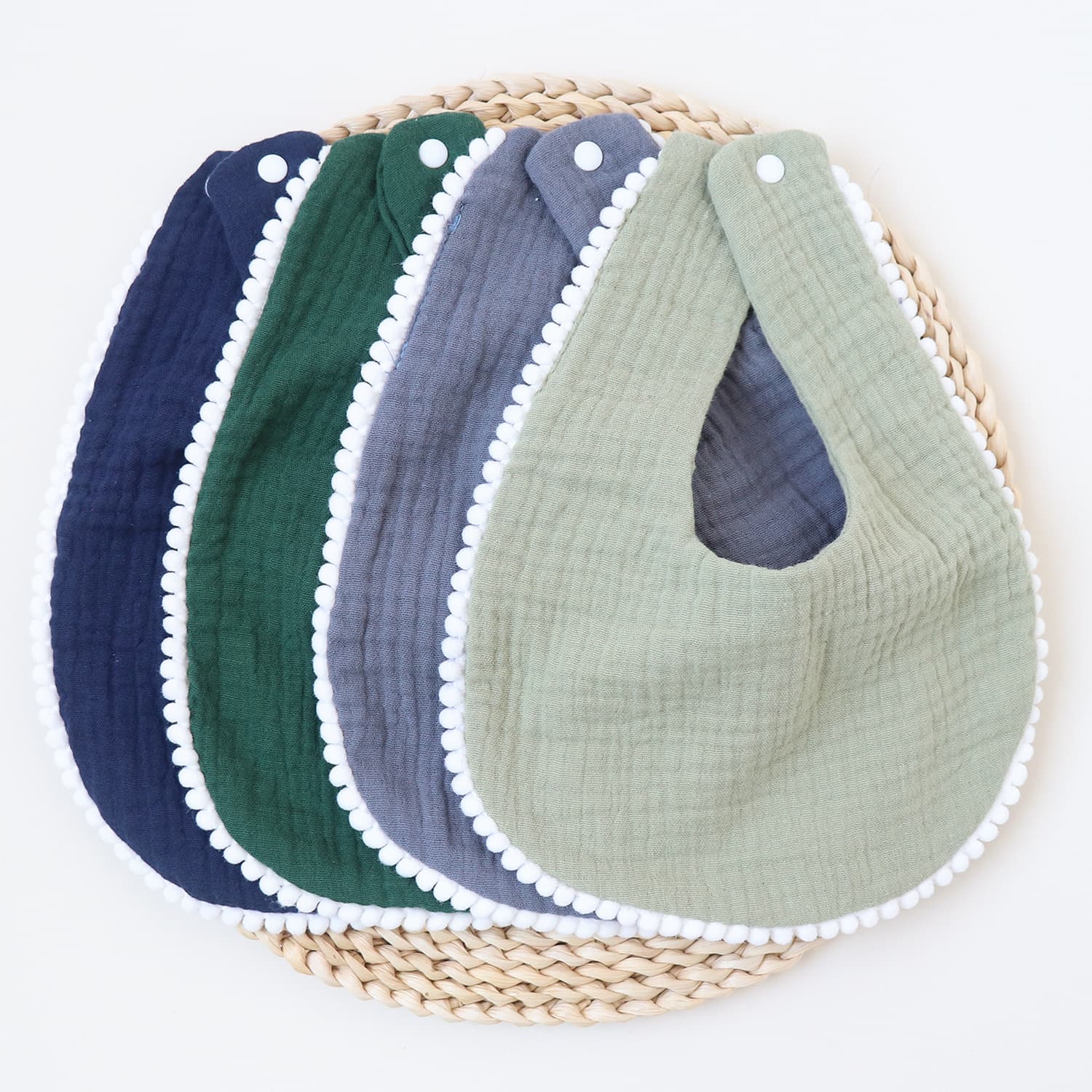 2026 European and American cross-border new baby snowball edge saliva towel infant gauze saliva towel newborn saliva towel