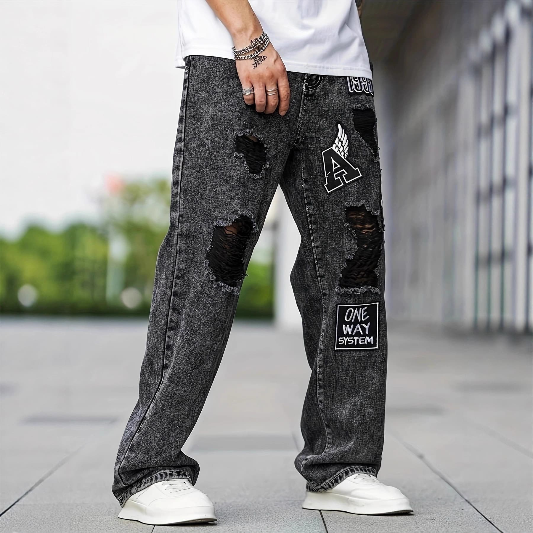 Cross-border Trade European and American Style Men's Fashion Denim Long Pants Amazon AliExpress Men's New Jeans
