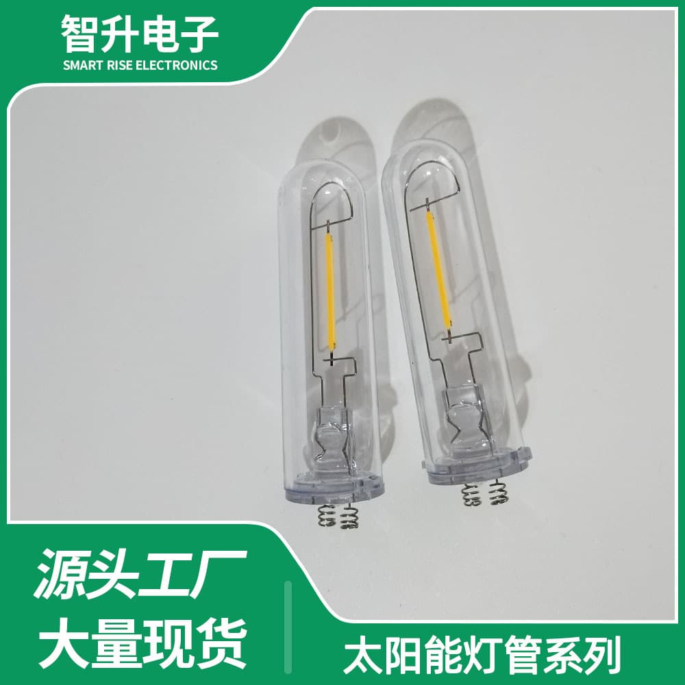 Solar Lawn Lamp Tube 3V LED Transparent AS with Spring Clip Warm Light 2700K Hard Filament 38mm