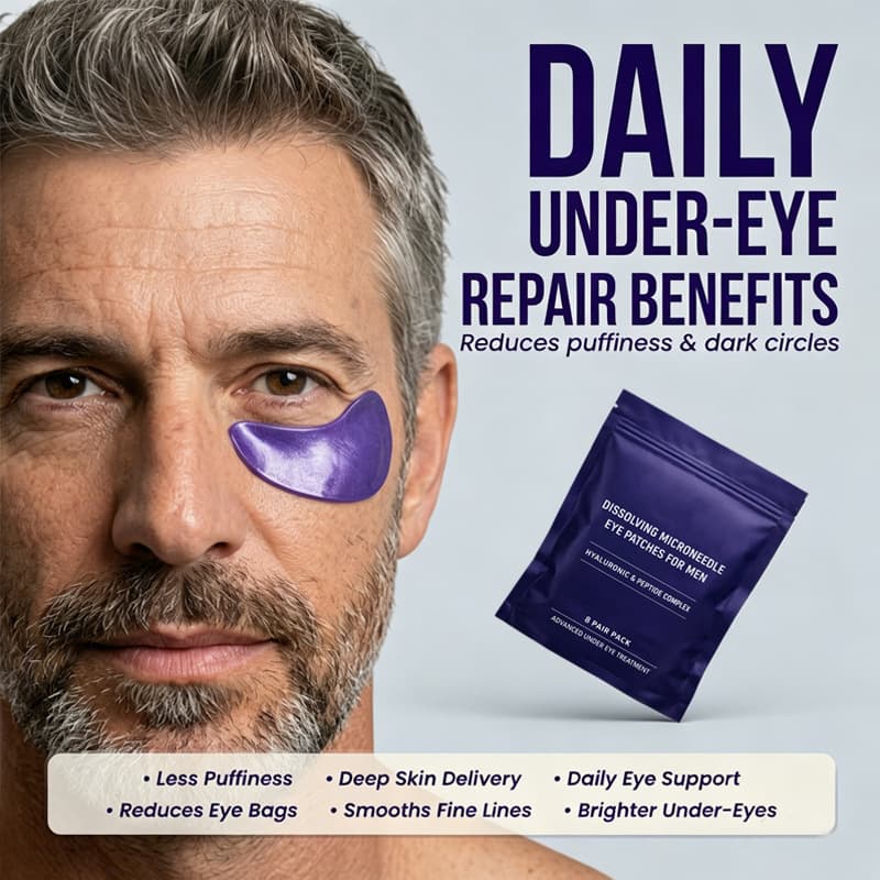 Wow Custom Men's Dissolving Microneedle Under-Eye Repair Patches Smooth and Firm Eye Area