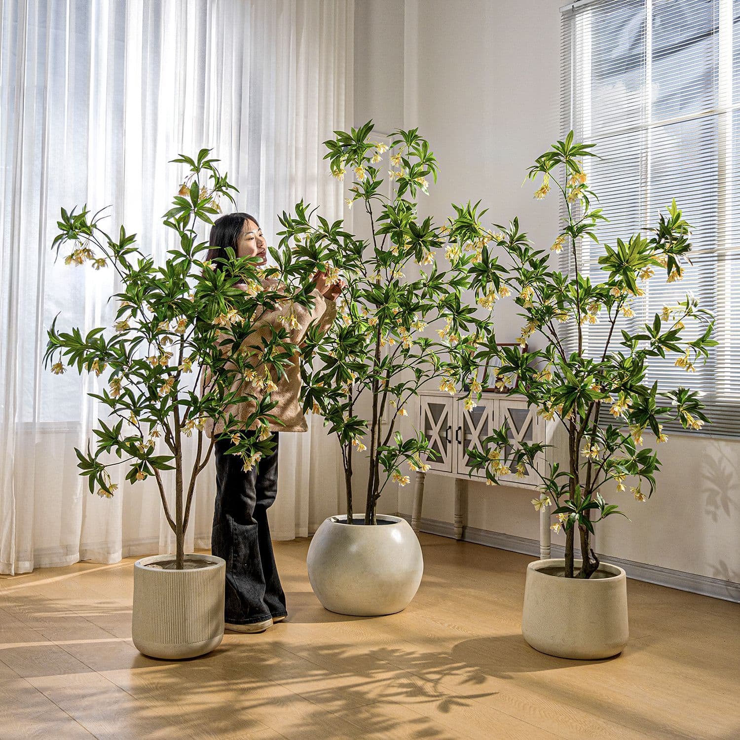 Artificial Green Plant Water Stone Banyan Tree High-End Luxury Large Indoor Living Room Courtyard Potted Fake Plant Bionic Plant