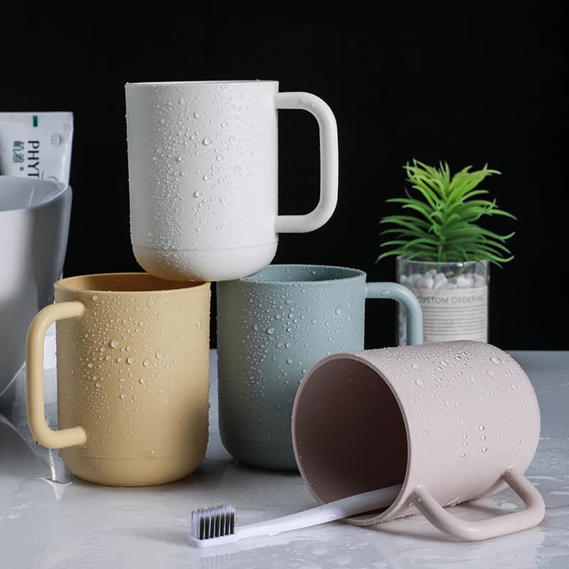 Factory Wholesale Plastic Thickened Anti-Fall Brushing Household Washing Cup, Dormitory with Handle Water Cup Simple Mouthwash Cup