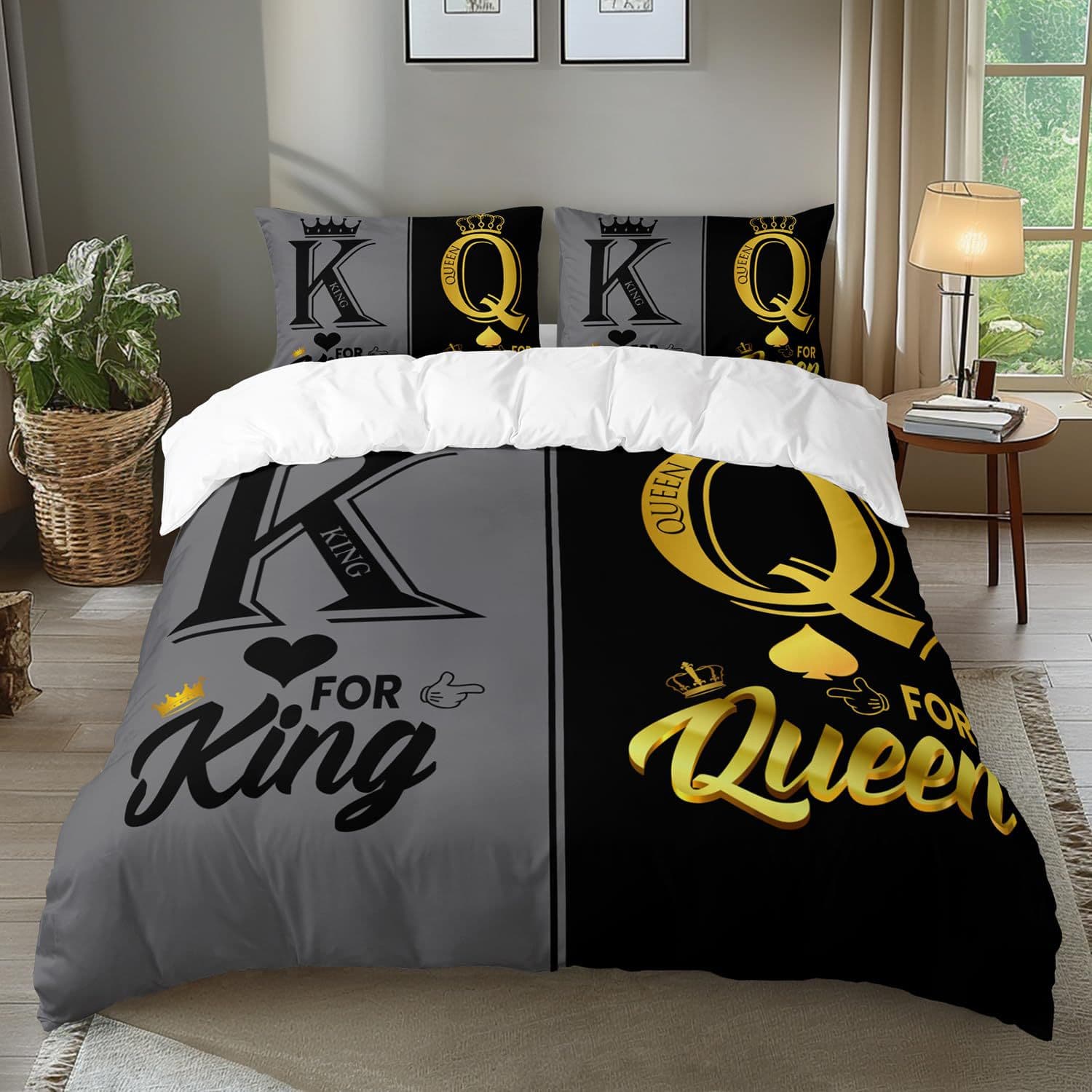 Cross-Border Three-Piece Quilt Cover Set Couple King Crown Queen Digital Print Bed Sheets Export Bedding Home Textiles