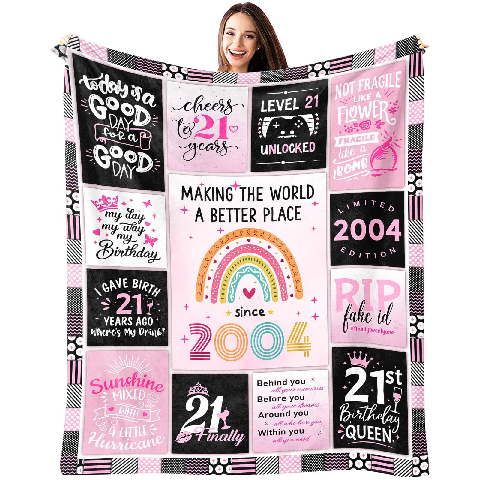 21st Birthday Gift Blanket for Female Daughter 21st Birthday Gift Flannel Blanket for Her