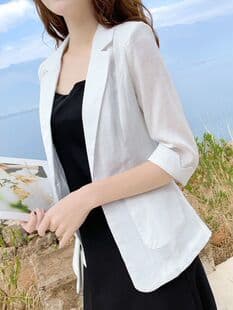 Linen Small Suit Jacket Women's Thin Style 2025 Autumn/Winter Cotton Linen Blazer Korean Sun Protection Casual British Style Women