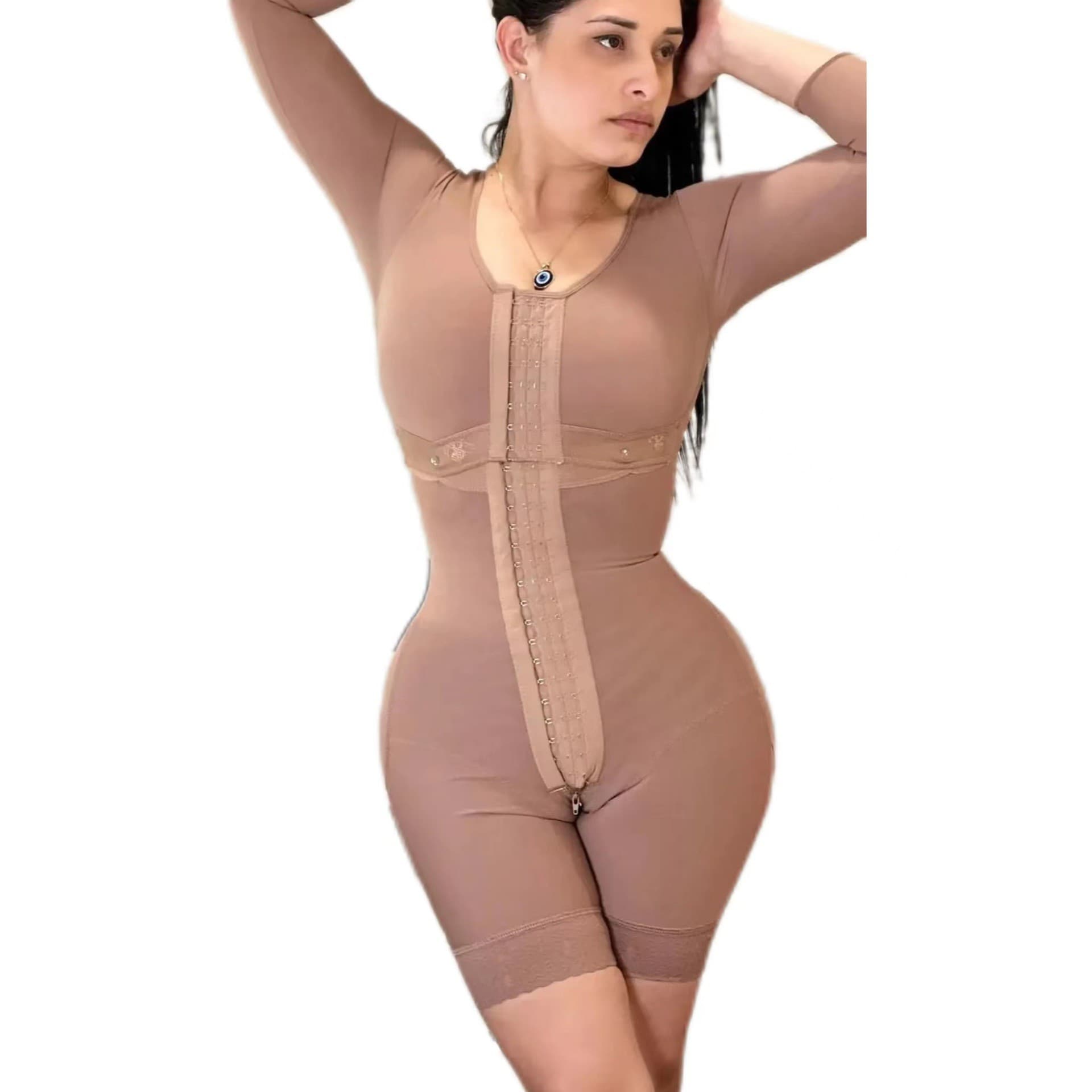 New Cross-Border Body Shaper Long Sleeve Long Length Button Crotch Shapewear Bust Shaper