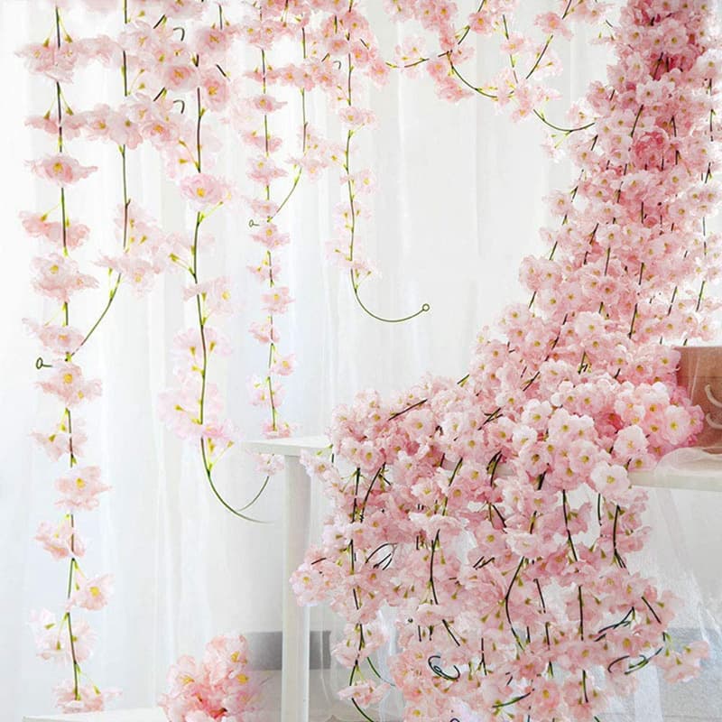 Simulated cherry blossom rattan fake flower wall-mounted spider orchid air-conditioning and heating pipes to block indoor ceiling wedding decoration Yama