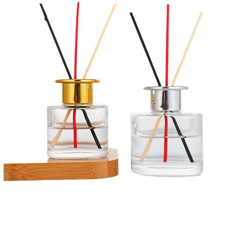 Square-Round Aromatherapy Glass Bottle, Simple Clear Glass, Reed Diffuser, Essential Oil Bottle, Indoor Home Decoration, Refillable Empty Bottle