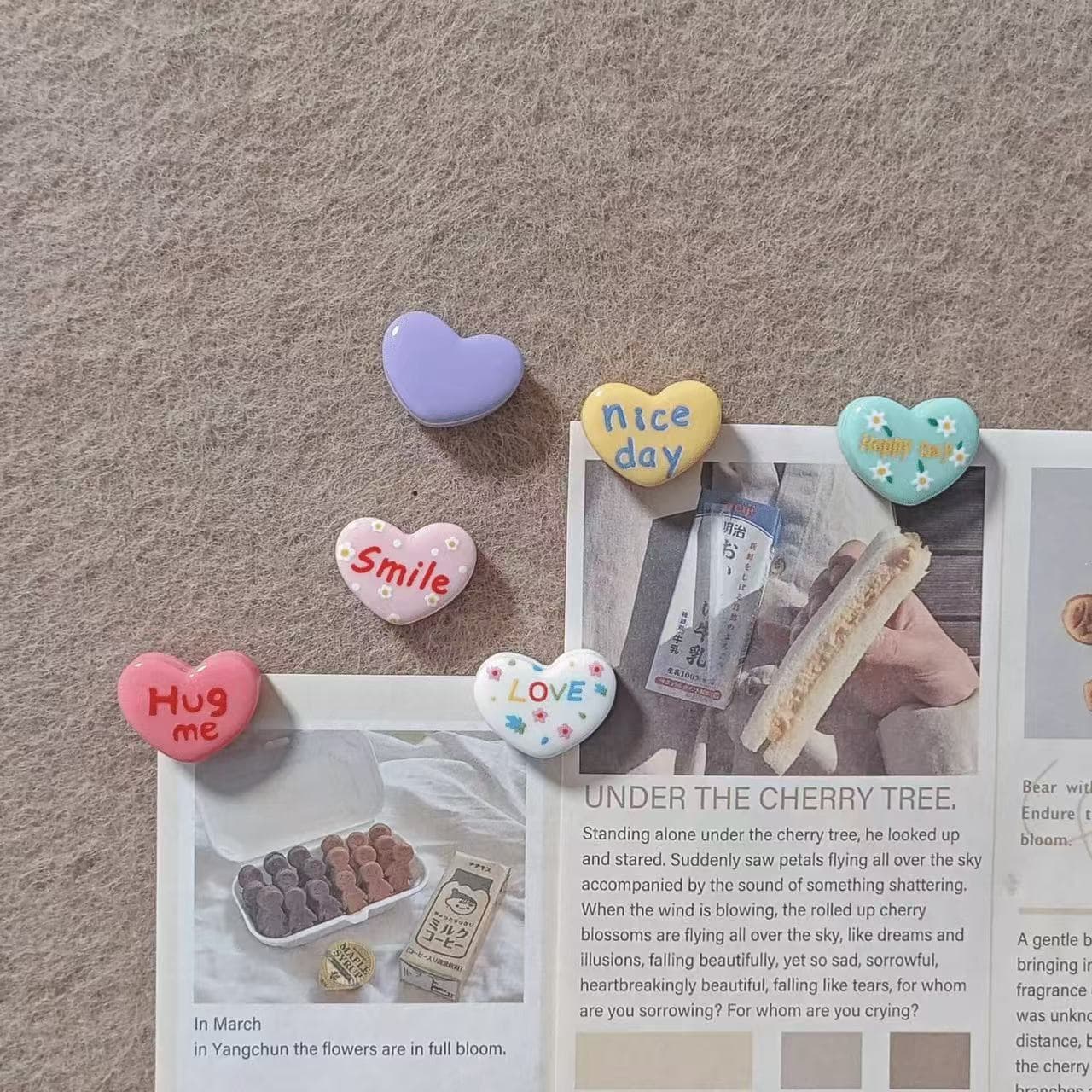 Colorful Macaron Love Thumbtacks Cute Handmade DIY Felt Photo Wall Message Board Tack Pins Fixed by Pins