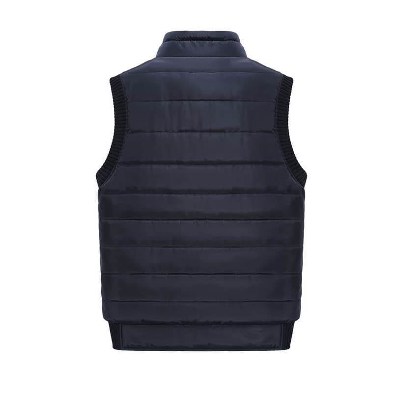 Men's Quilted Military Style Vest, Thick Fleece-Lined, Loose Fit, Large Size, Stand Collar, Warm Heart Protection, Trendy