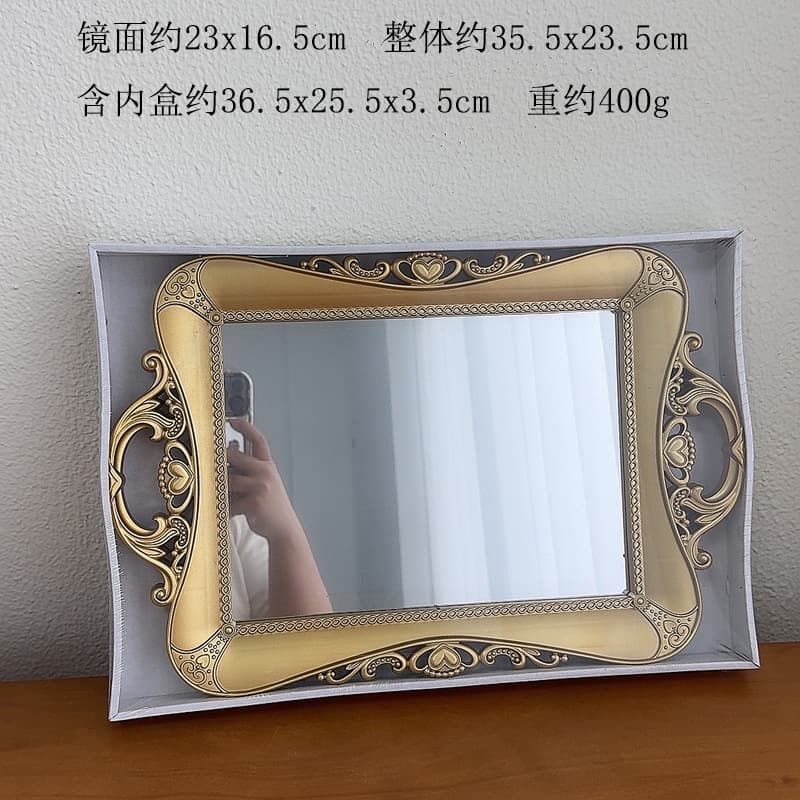 Vintage Mirror Jewelry Organizer Vanity Wedding Tray, Social Media Photo Prop Dessert Plate, Mirror Tray