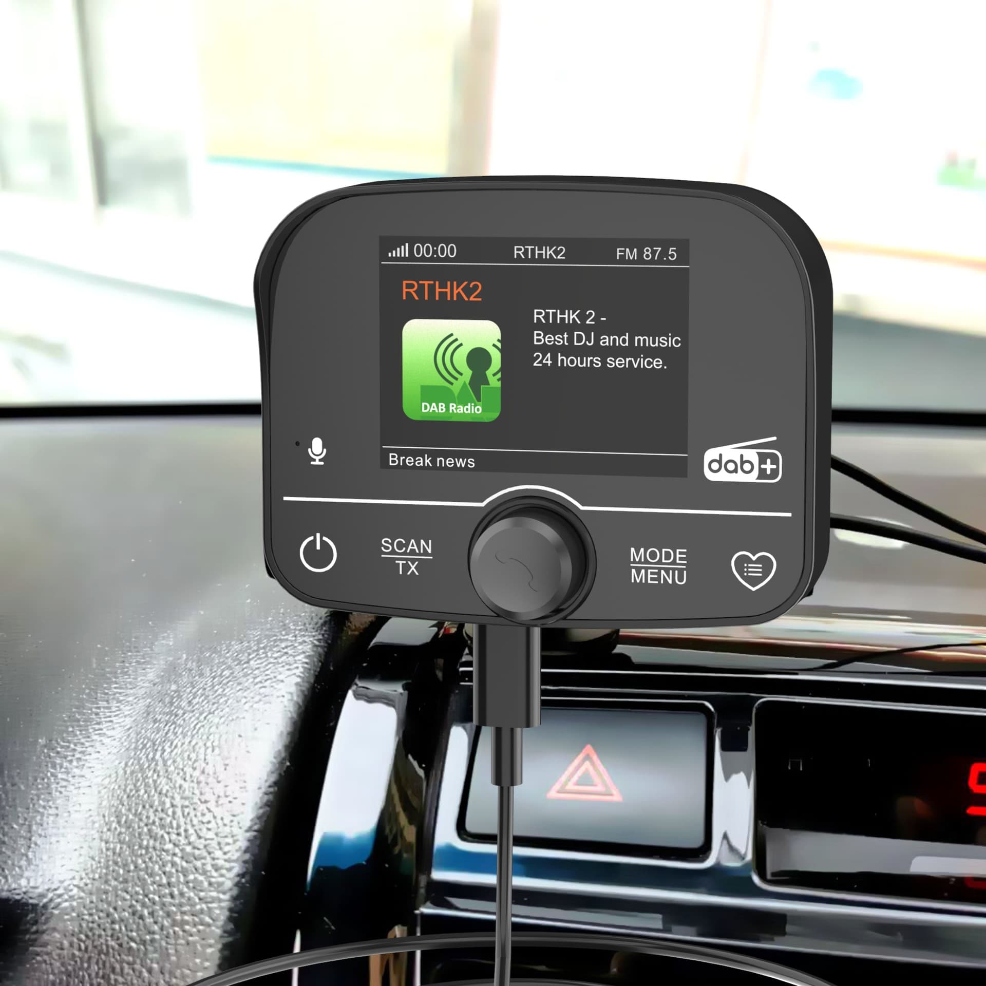 Direct Supplier Car DAB Radio, DAB Receiver with 2.4-inch Color Screen, Bluetooth Player, and FM Transmitter