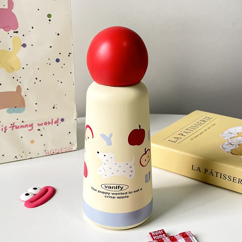 Round Insulated Mug Apple Insulated Mug for Women High-End Portable Travel Water Bottle Stainless Steel New Gift Cup