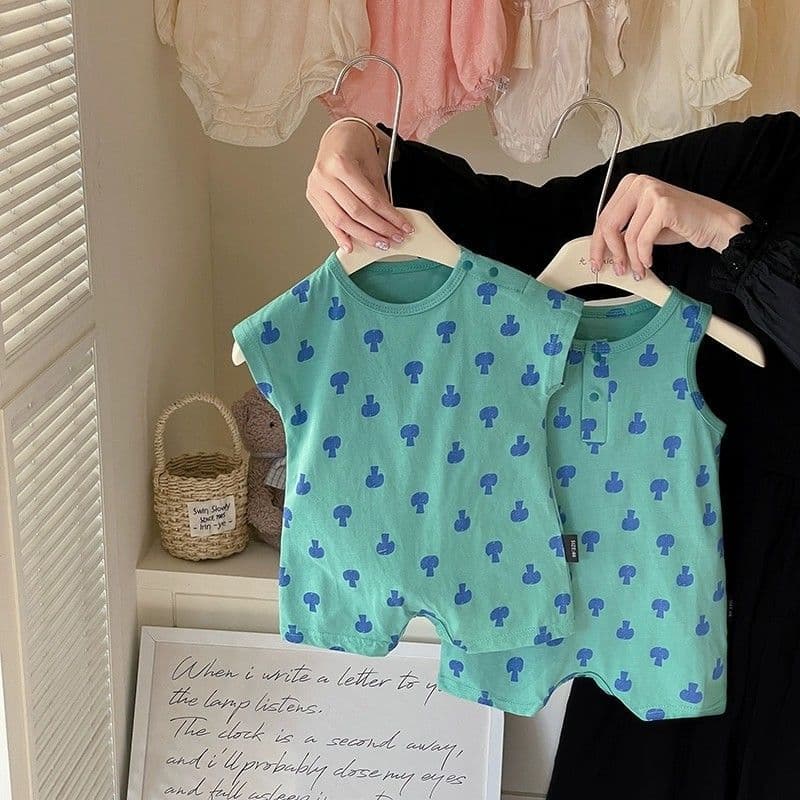 Newborn Baby Romper Summer Short Sleeve Cartoon Print Bodysuit Baby Summer Clothes Crawling Suit