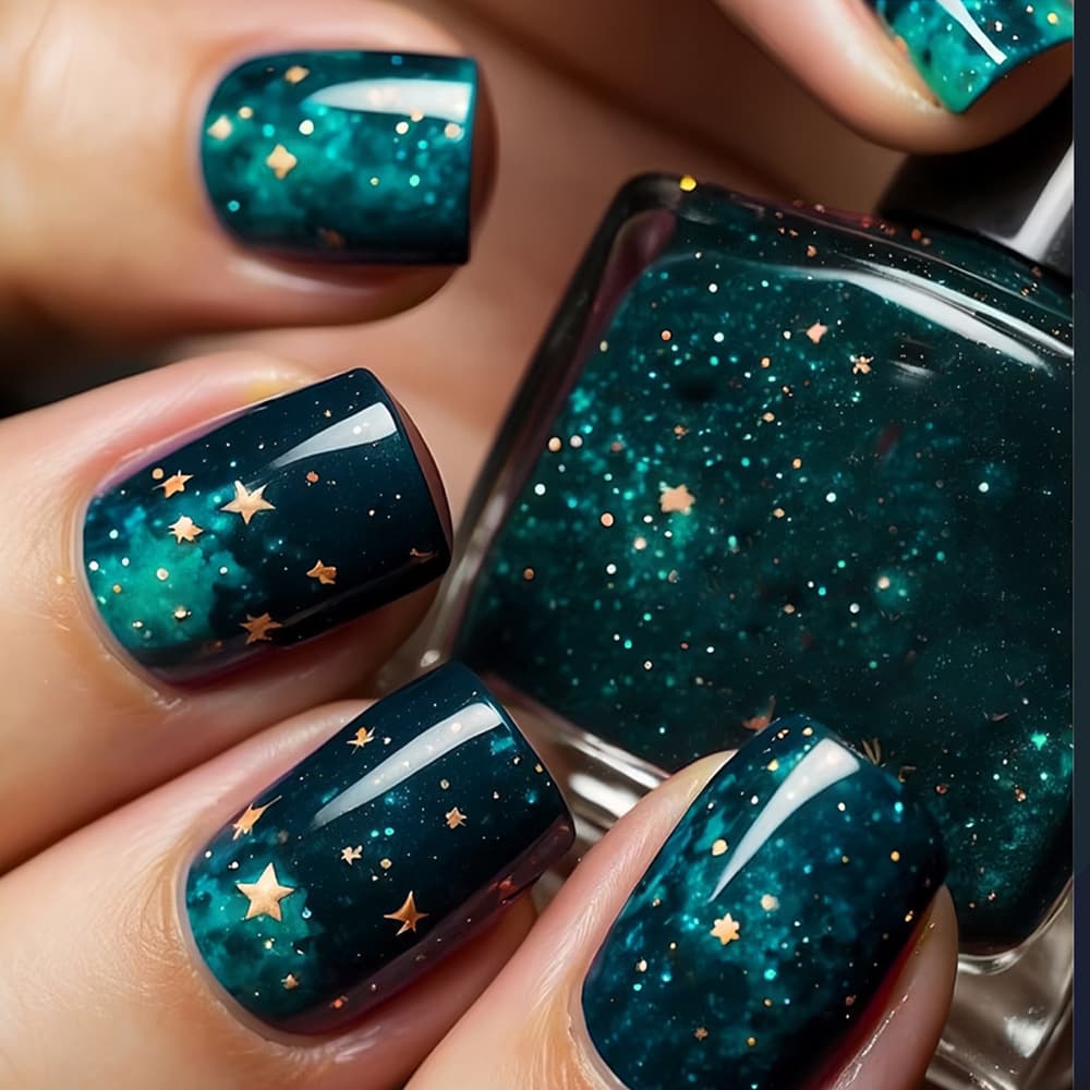Cross-border Gold Starry Sky False Nails New Spring Glossy Press-On Nails