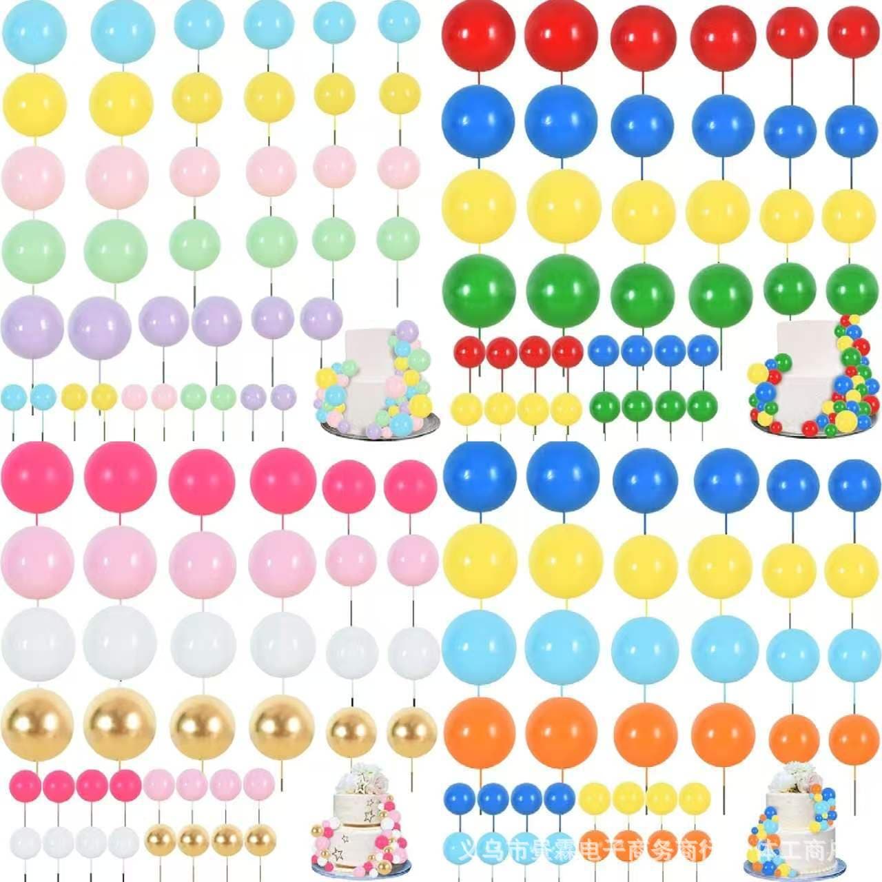 40pcs Cake Decoration Balls Gold Ball Round Plug-in Birthday Party Dessert Table Decoration Colored Foam Balls
