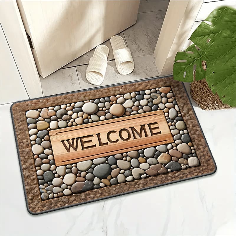 Factory Direct TEMU Semi-Circular Pebble Doormat, Easy to Clean and Dirt-Resistant Entry Door Mat for Home, Drop Shipping Available