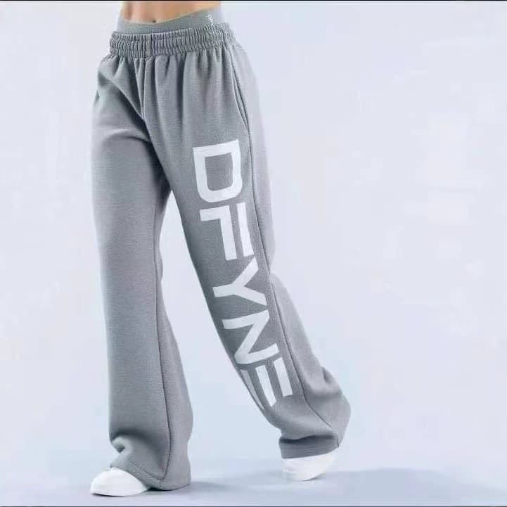 DFYNE Sweatpants Loose Straight Leg Unisex Spring Autumn High Waist Casual Wide Leg Sweatpants Fleece-Lined