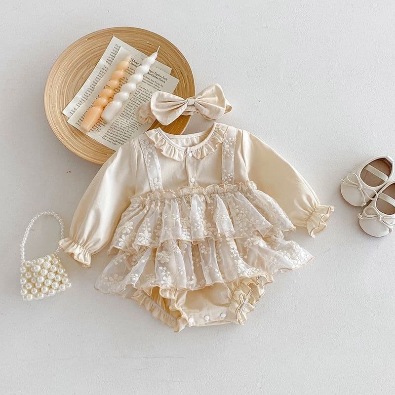 Baby Fashion Princess Bodysuit Long Sleeve Baby Romper Infant Crawling Suit Cotton Onesie
