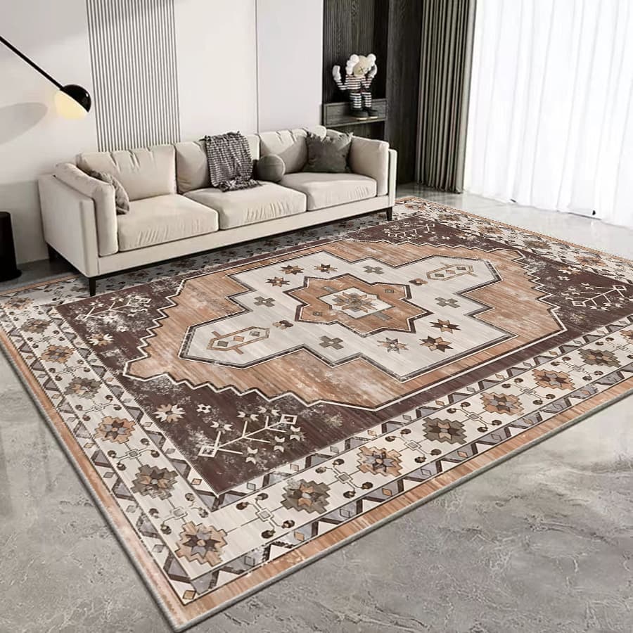 Home Carpet for Living Room Bedroom Vintage Bedside Rug Stain-Resistant Easy Care Nordic Style Premium Home Carpet