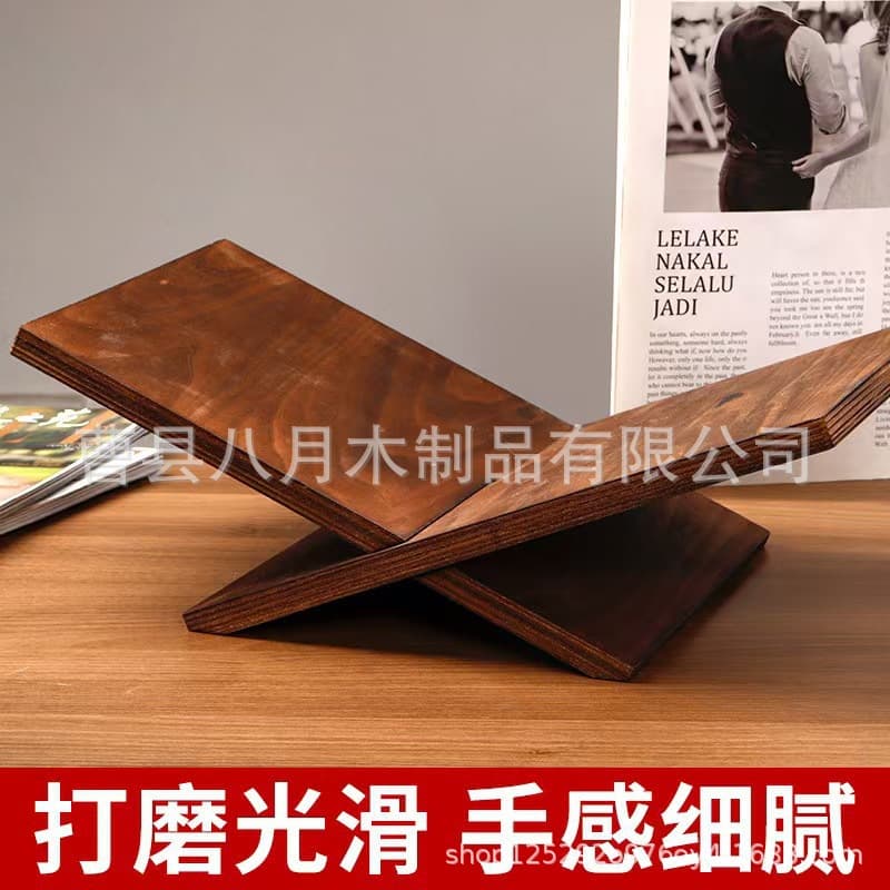 Book Display Stand, Solid Wood Desktop Display Stand, Inclined Reading Stand, Magazine, Music Score, Recipe X-Shaped Storage Rack, Bookshelf
