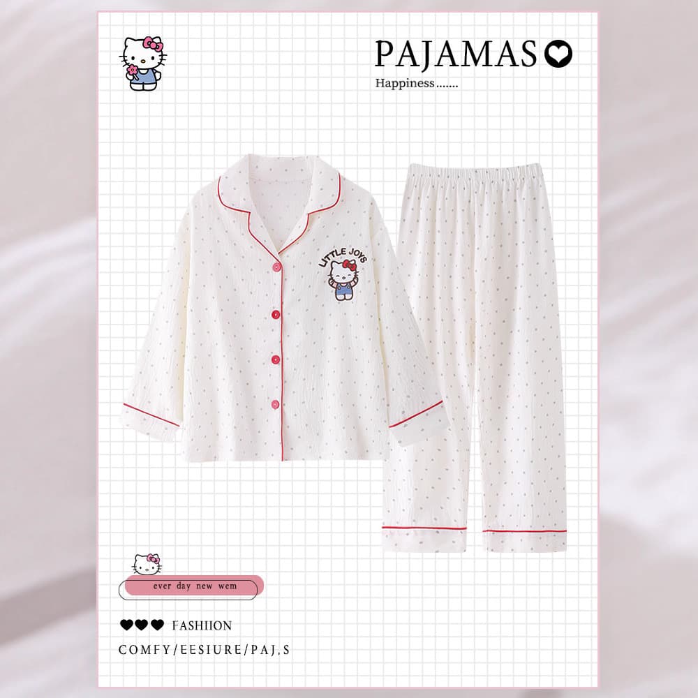 Children's Pajamas, Girls' Spring and Autumn Cloud Cotton Long-Sleeve Sets, Thin Primary School Students, Older Girls, Junior High School Students' Homewear