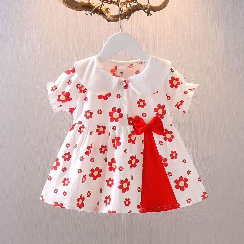 0-1-2-3 Year Old Baby Girl Dress Short Sleeve Summer Outfit 100 Days Newborn Korean Style Cotton Skirt