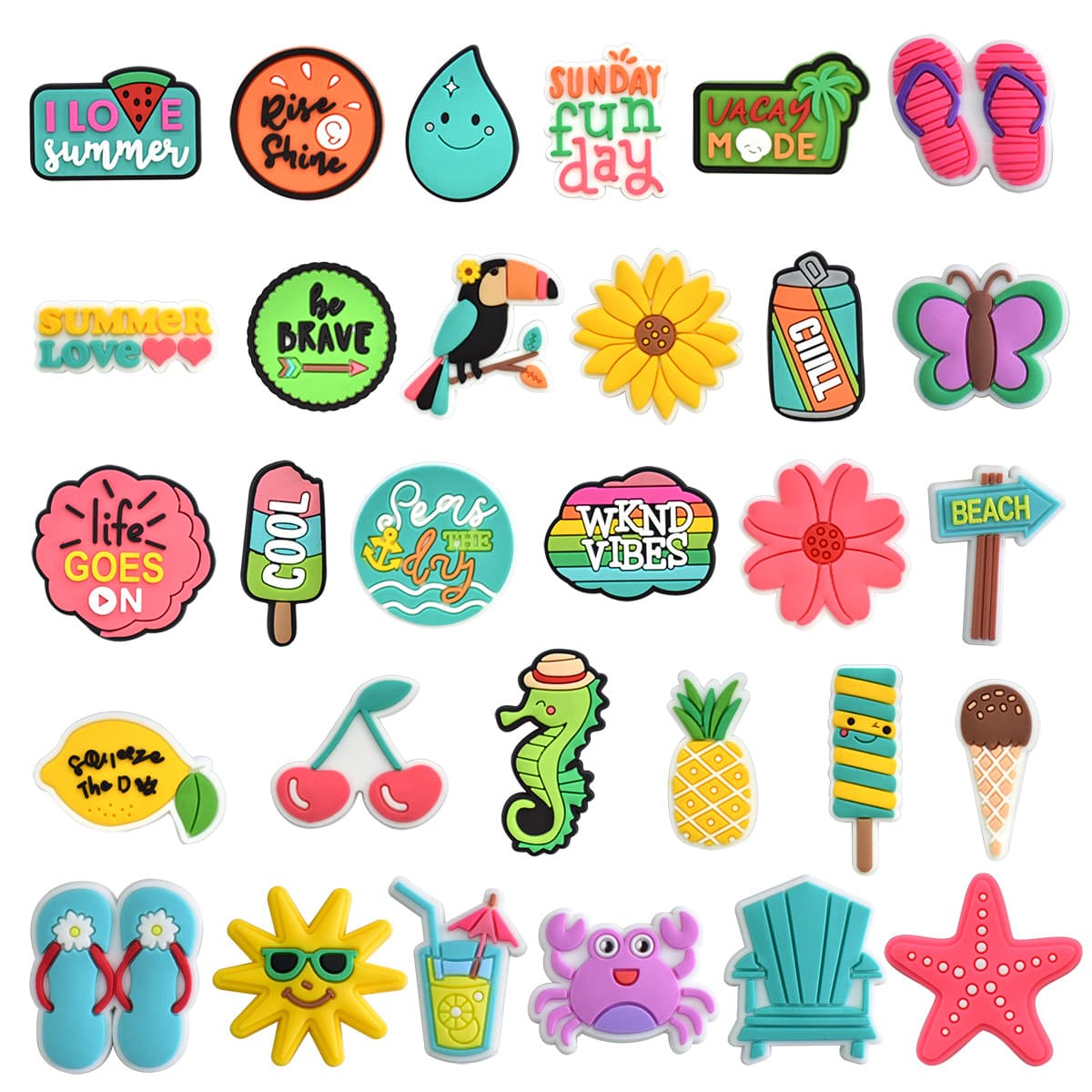 Fresh Summer Series Cartoon Croc DIY Accessories PVC Soft Detachable Shoe Charms Clips