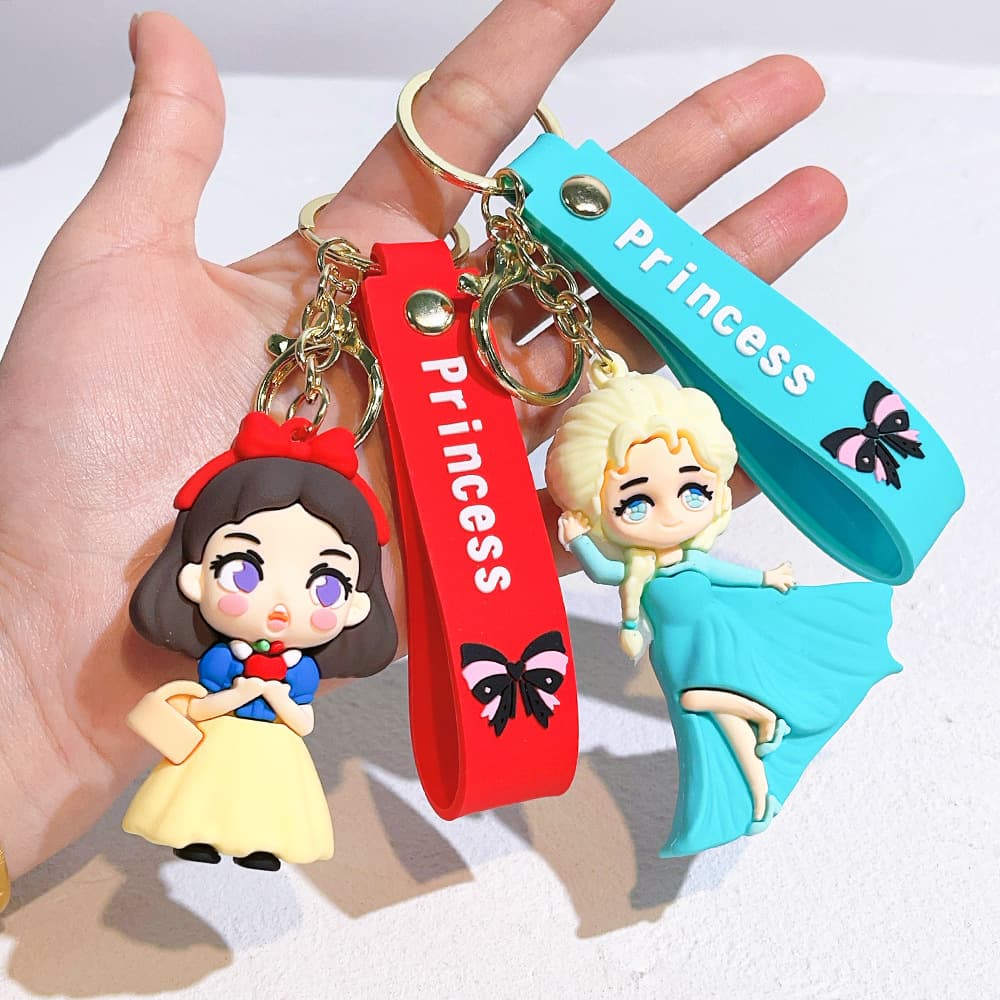 2024 Cartoon Snow White School Bag Pendant Doll Cute Silicone Car Keychain PVC Gift Wholesale Key