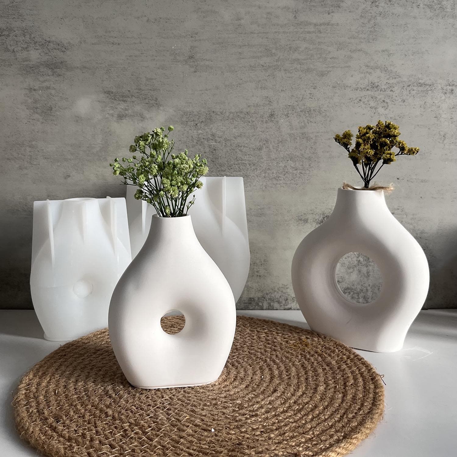 Hollow large and small vase silicone mold circle vase plaster glue mold cross-border hot sale