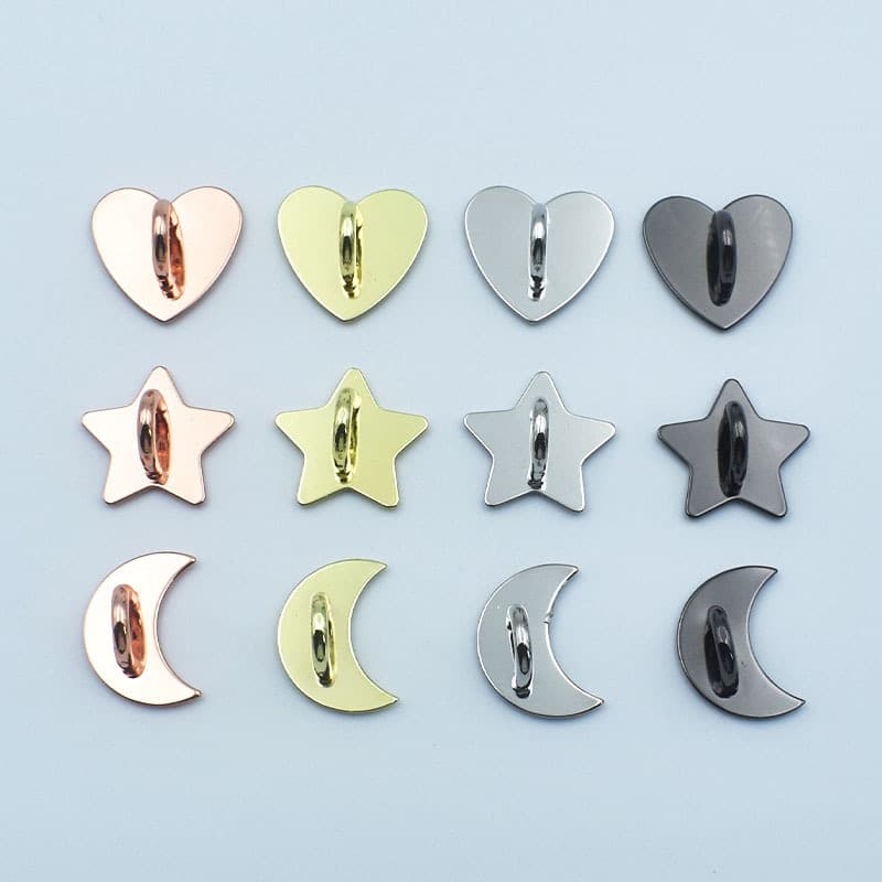 New Heart and Star Pendant Phone Case DIY Charm with Moon Metal Base Accessory, Electroplated Glossy Finish with Built-in Backing