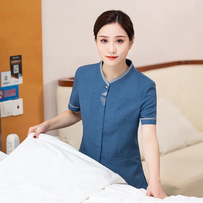Summer Short-Sleeve Cleaning Uniform for Hotel, Guesthouse, and Property Cleaning Staff, Women's Short-Sleeve Top