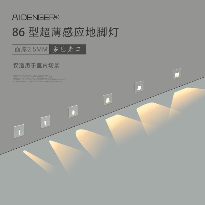 Ultra-thin 86 Type Recessed Magnetic Floor Sensor Light Stair Step LED Corner Smart Human 1W Night Light