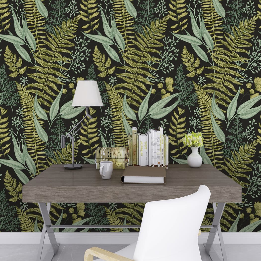 Removable Wallpaper Living Room Background Green Plant Floral Seamless Self-Adhesive Wallpaper RW131-157 Decorative PVC Wall Sticker